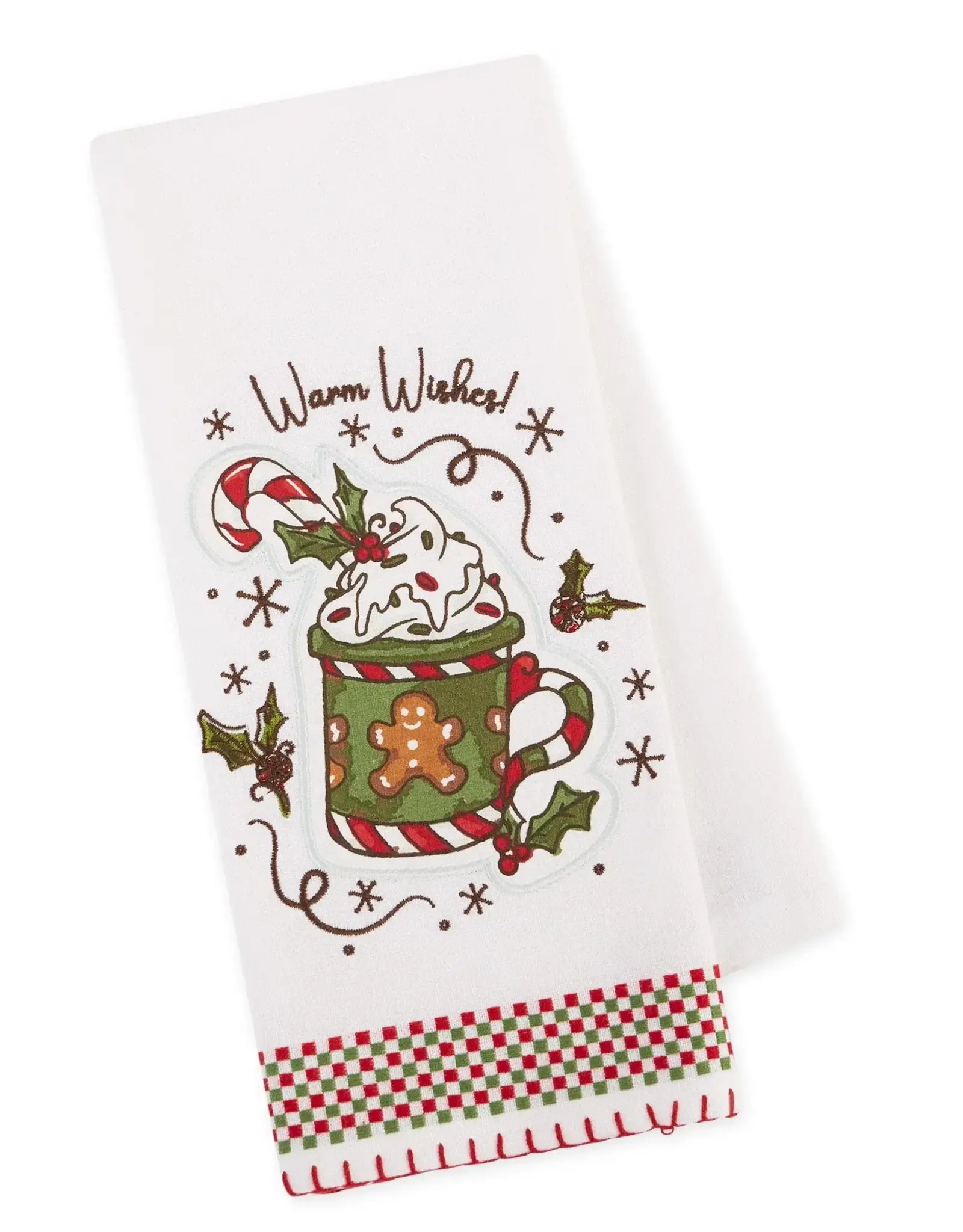 Christmas DII - Warm Wishes Hot Cocoa Embellished Dishtowel