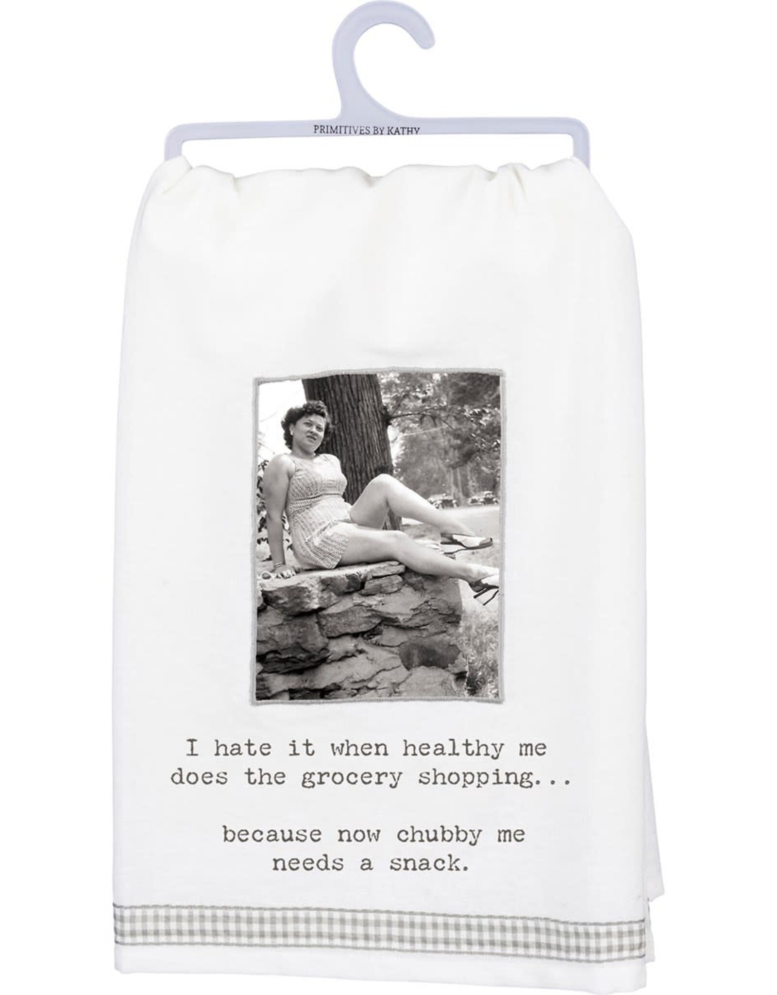 Kitchen Primitives by Kathy - Trash Talk - I Hate It When Healthy Me  Kitchen Towel