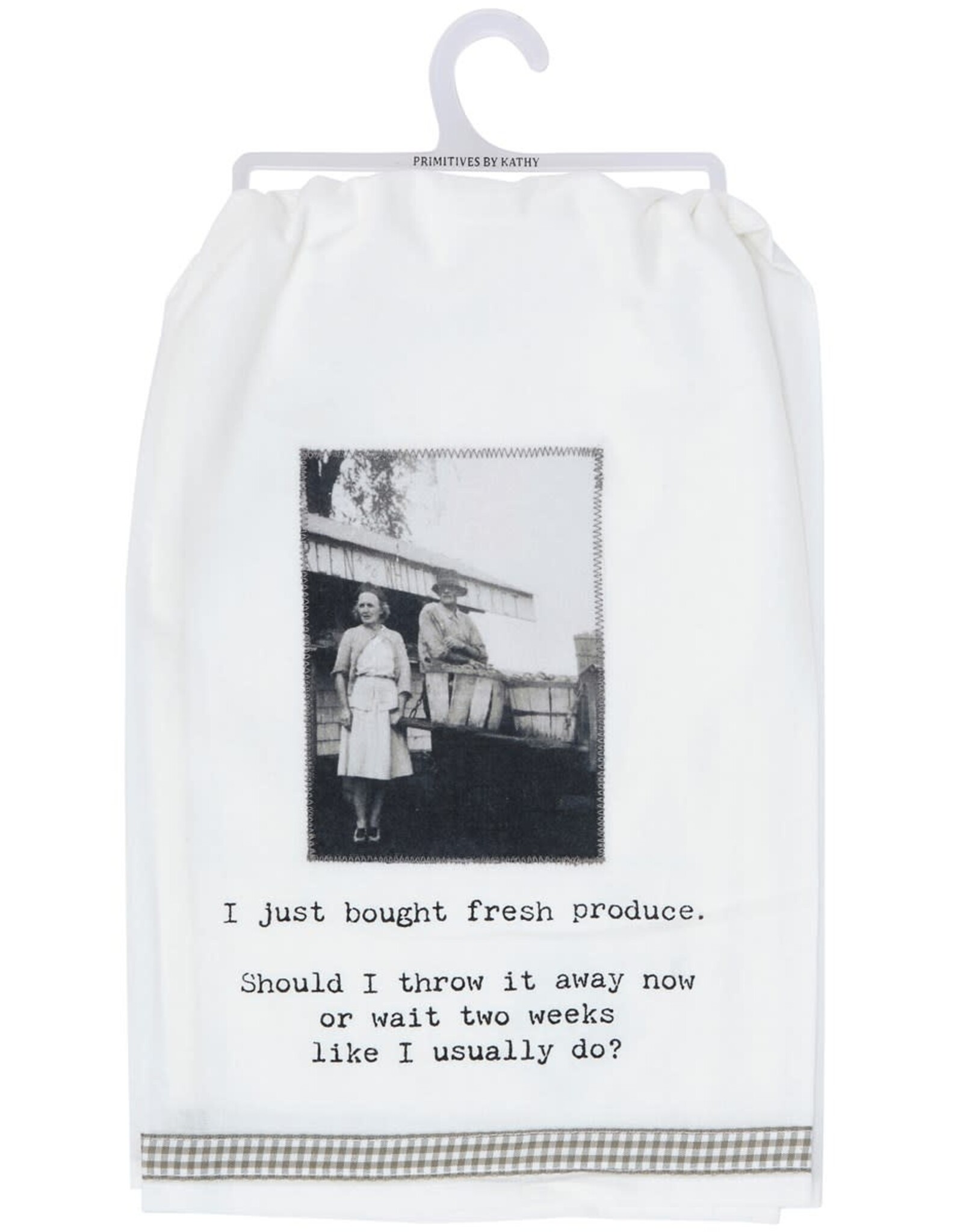 Kitchen Primitives by Kathy - Trash Talk - I Just Bought Freash Produce Kitchen Towel