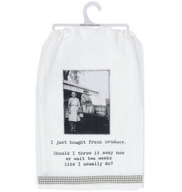 Kitchen Primitives by Kathy - Trash Talk - I Just Bought Freash Produce Kitchen Towel