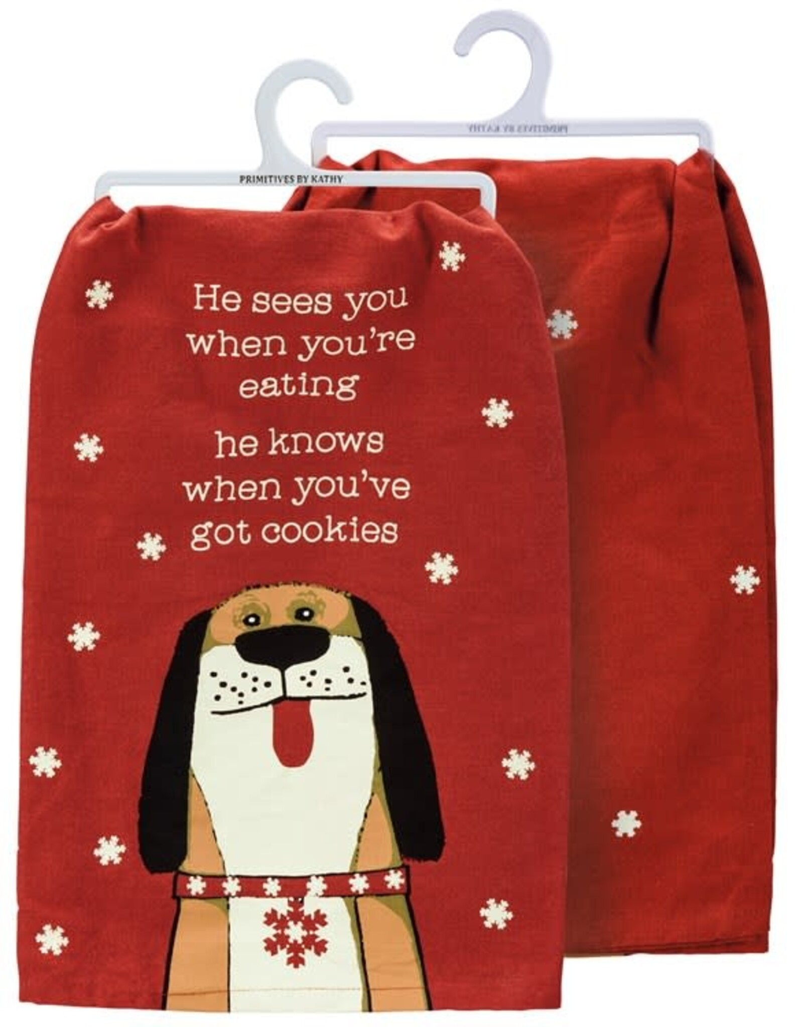 Christmas Primitives by Kathy - He Sees You When You're Eating Kitchen Towel