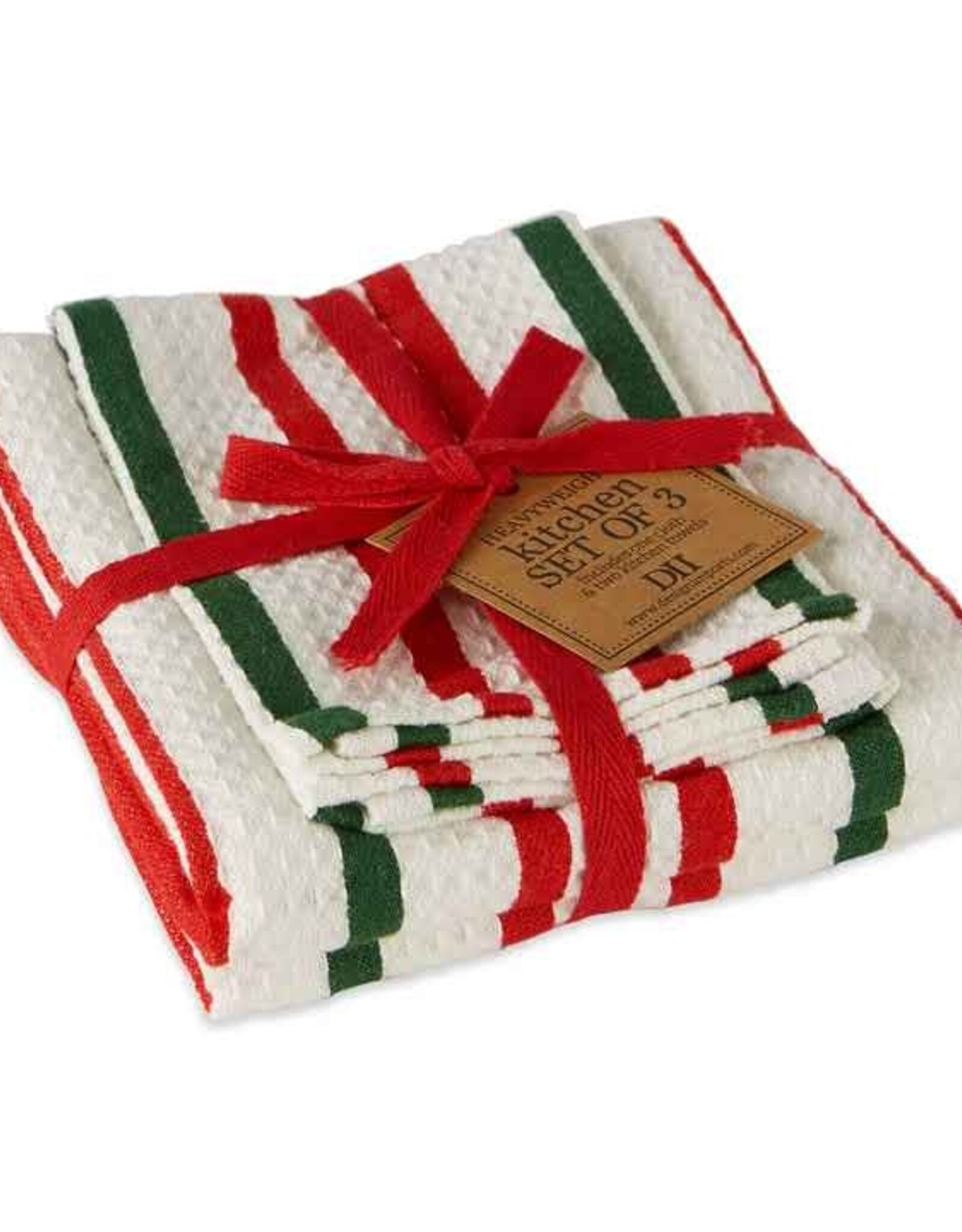 Christmas DII - Holiday Stripe Heavyweight - 2 Dish Towels & 1 Cloth (Set of 3)