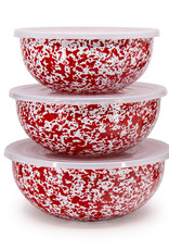Kitchen Crow Canyon - Red Covered Multi-Purpose Bowl Set of 3