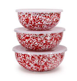 Kitchen Crow Canyon - Red Covered Multi-Purpose Bowl Set of 3