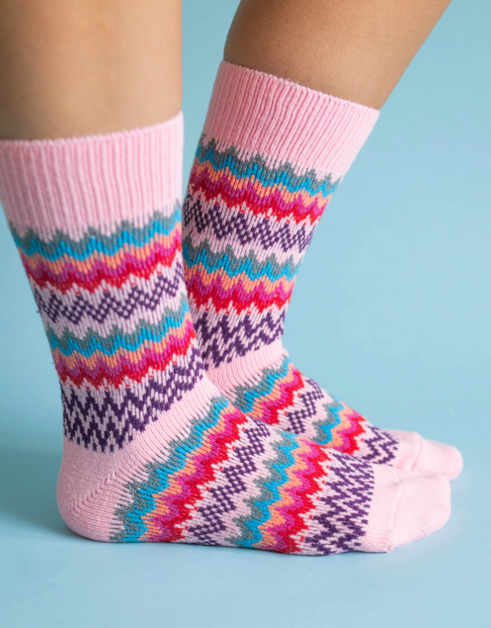 Apparel World's Softest Socks - Pink Multi Zig Zag