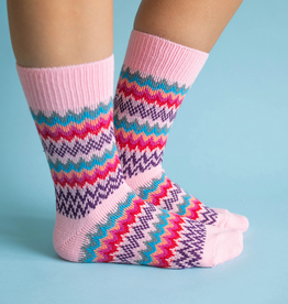 Apparel World's Softest Socks - Pink Multi Zig Zag