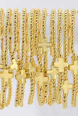 Splendid Iris - Gold Cross Stretch Bracelet
