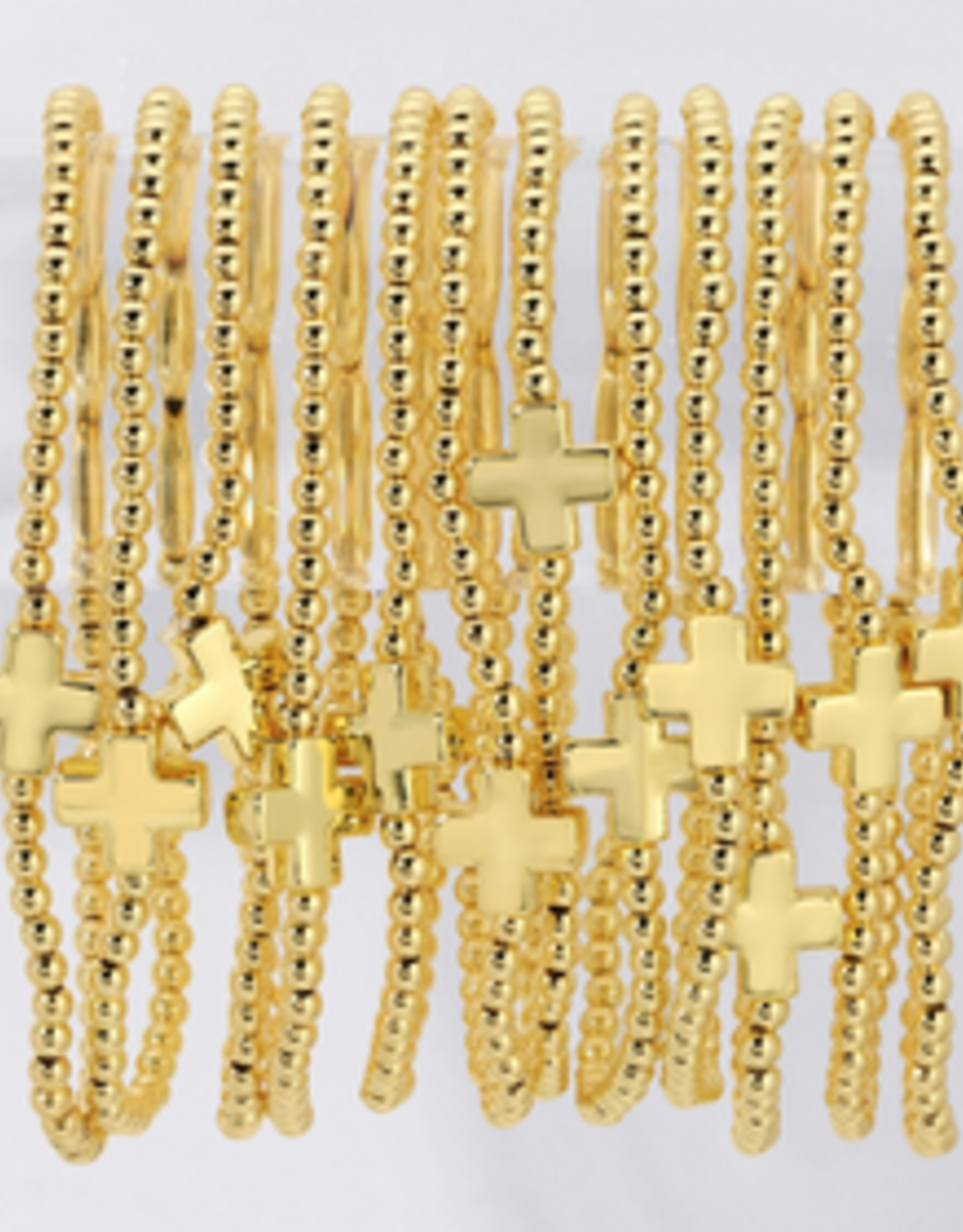 Splendid Iris - Gold Cross Stretch Bracelet