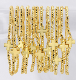 Splendid Iris - Gold Cross Stretch Bracelet