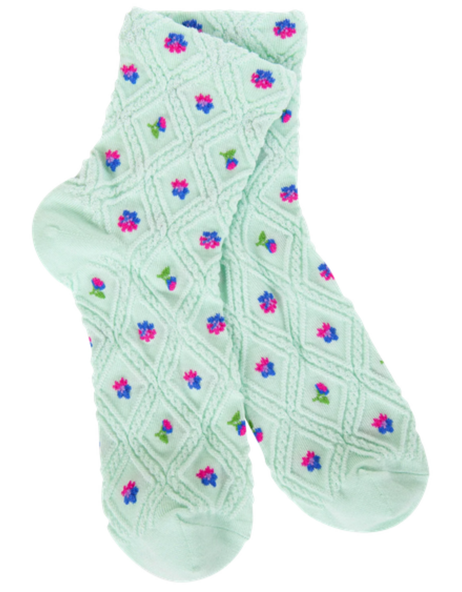 Apparel Crescent Socks - Weekend Lattice Quarter Green/Blue Bud