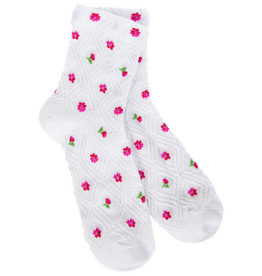 Apparel Crescent Socks - Weekend Lattice Quarter White/Rose Bud