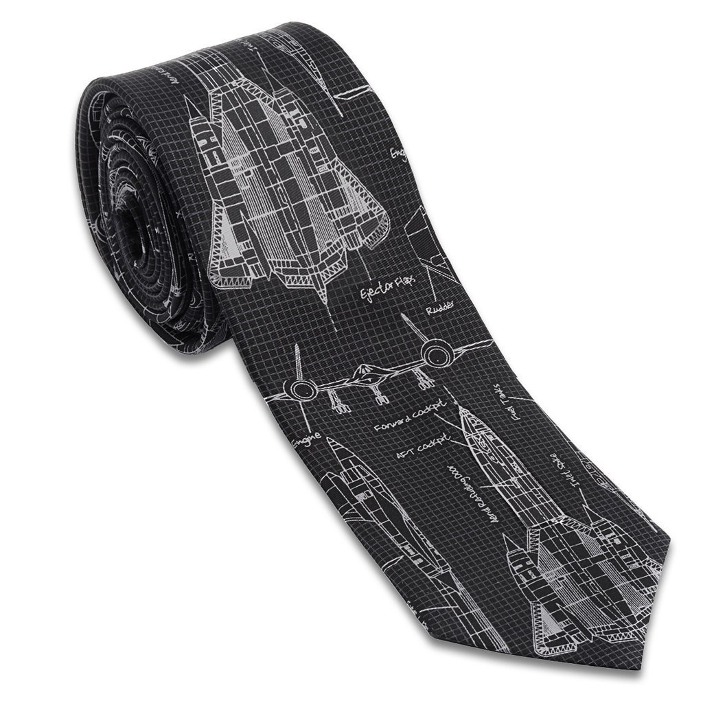 Blackbird Spy Plane Grey and Black Necktie