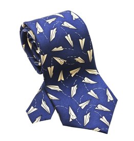 Paper Airplanes Blue and Ivory Necktie