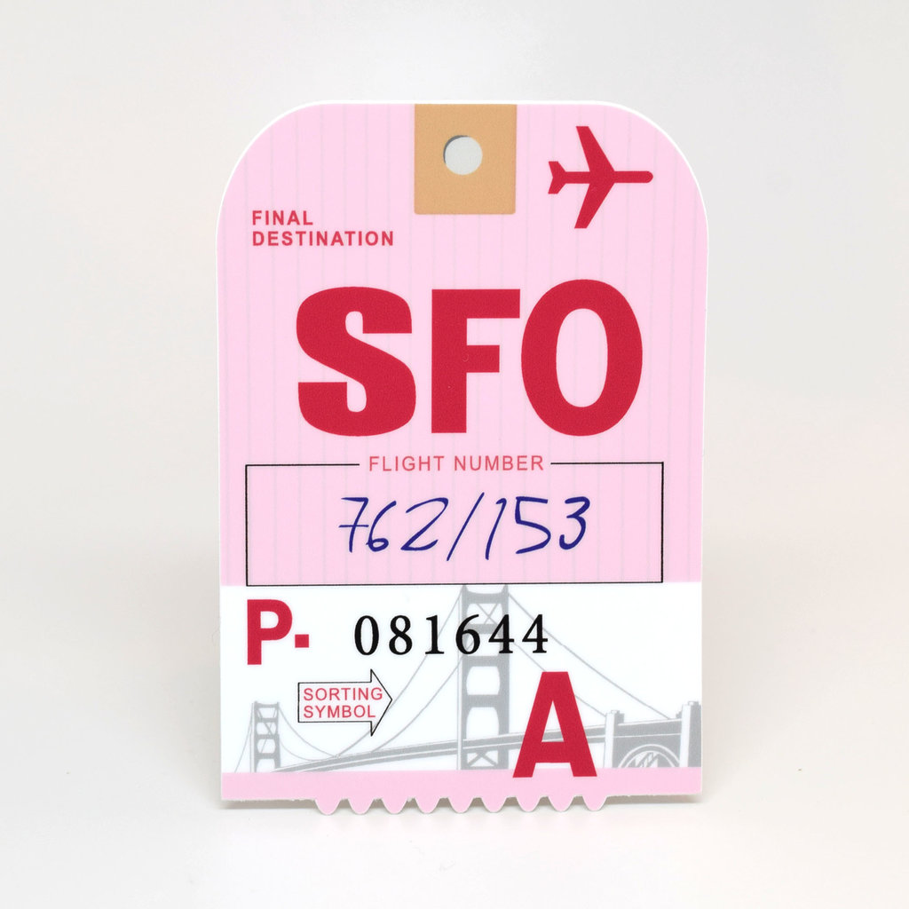 SFO Baggage Tag Die-Cut Sticker