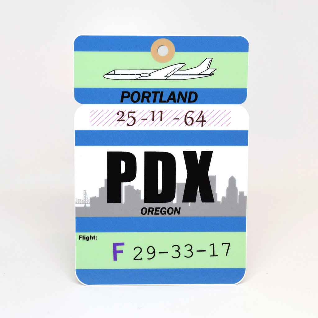 PDX Baggage Tag Die-Cut Sticker