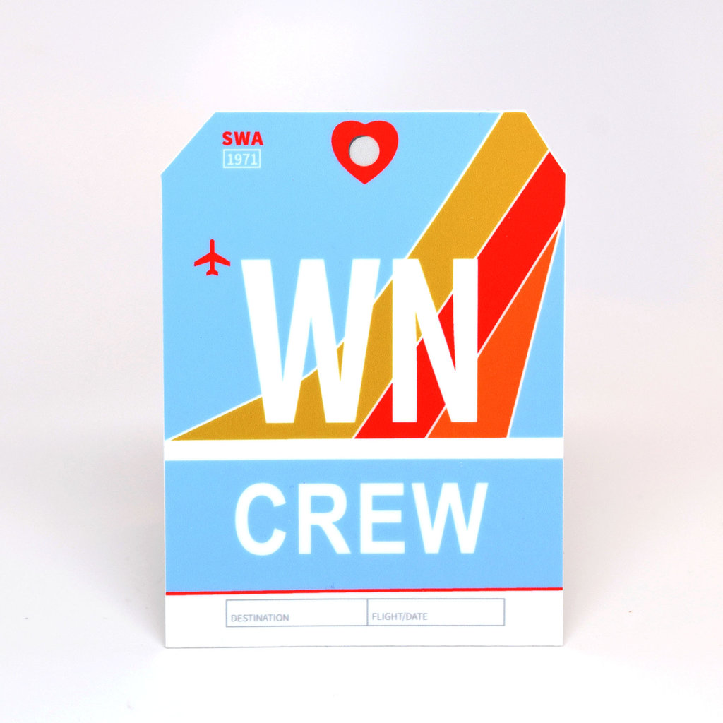 WN CREW Baggage Tag Die-Cut Sticker