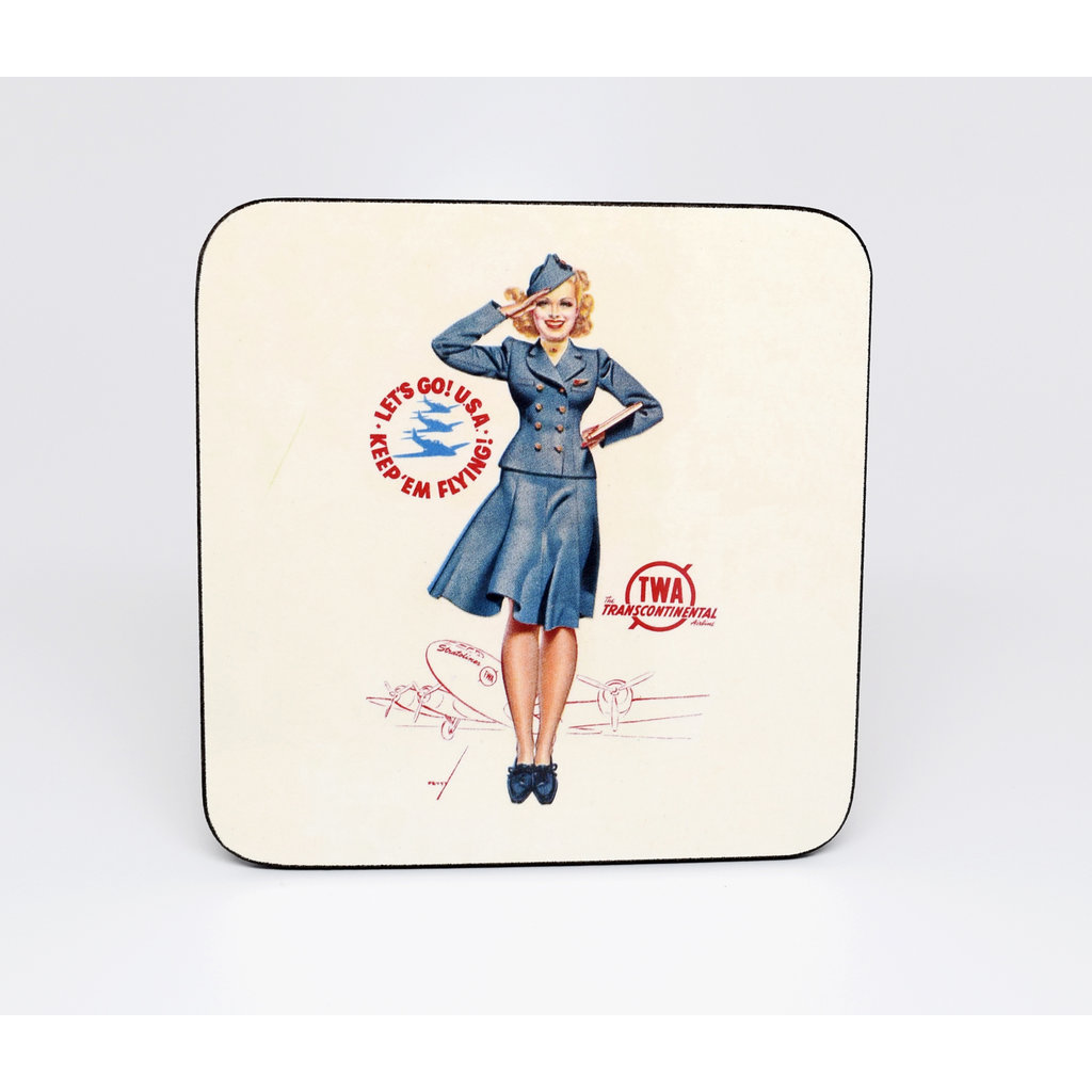 WHVA- TWA Pin Up Girl Airline Coaster