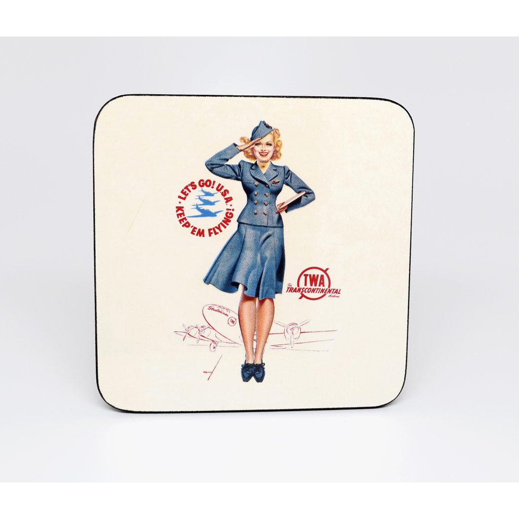 WHVA- Vintage Coaster TWA Pin Up Girl