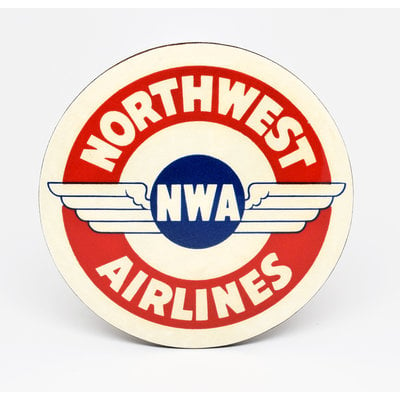 WHVA- Northwest Airlines Vintage Baggage Sticker Coaster