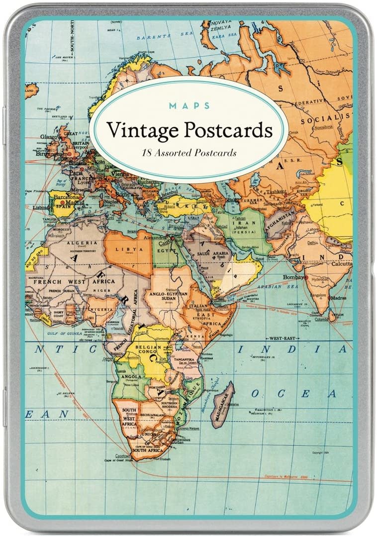 Vintage World Maps Postcards Planewear
