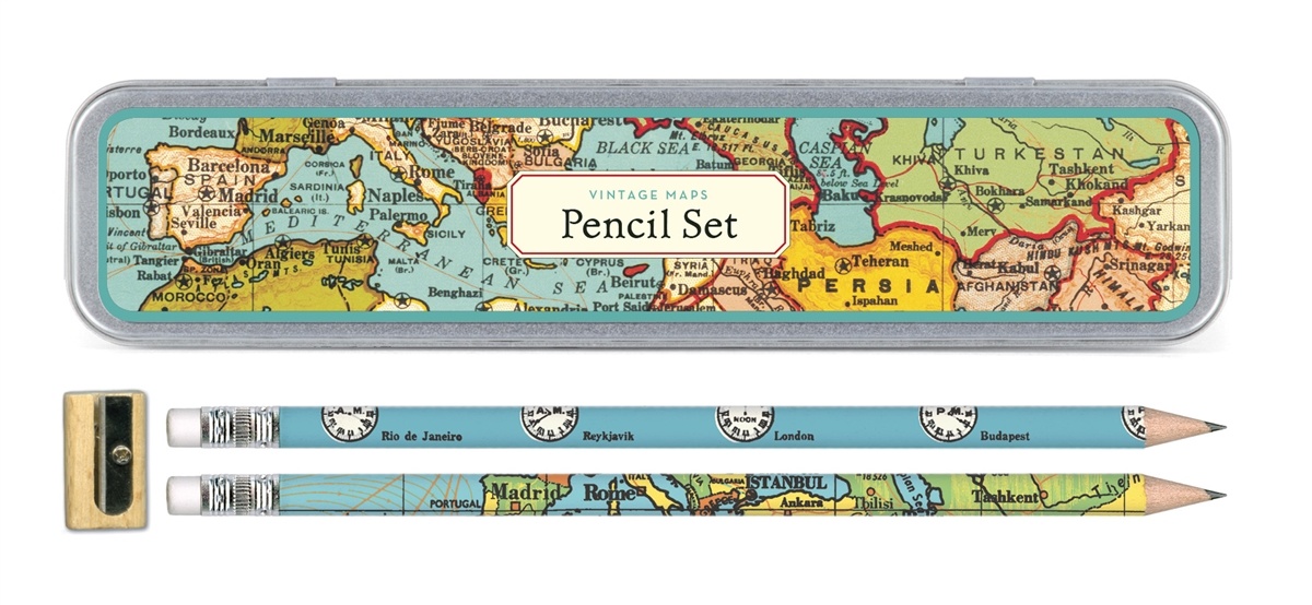 Vintage Maps Pencil Set Planewear