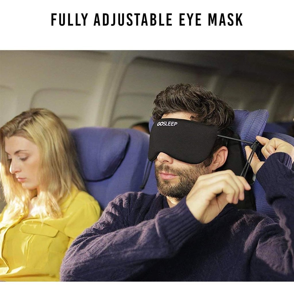 GOSLEEP 2 in 1 Travel Sleep Mask with Memory Foam Pillow-Black