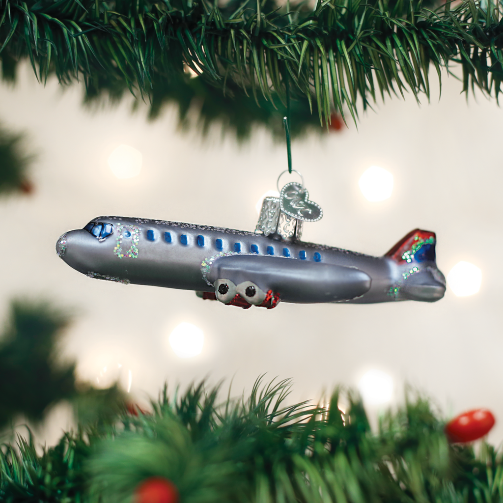Old World Christmas Passenger Plane Ornament Planewear