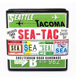 WHCR- SEA-TAC Vintage Airport Coaster Set