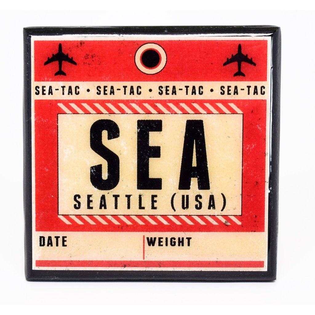 WHCR- SEA Vintage Airport Coaster -Red