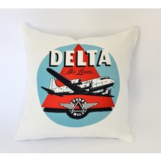 WHVA- Delta 1950's Baggage Sticker Pillow Cover