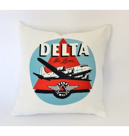 WHVA- Delta 1950's Baggage Sticker Pillow Cover