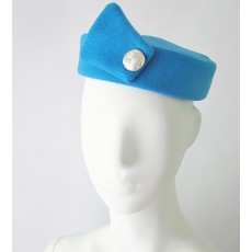 Stewardess Pill Box Hat -Size M -Crystal Blue