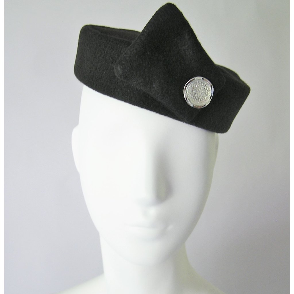 Stewardess Pill Box Hat -Size M -Black
