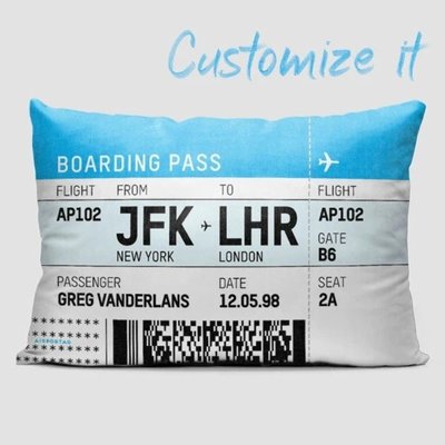 Custom  Boarding Pass Pillow Cover