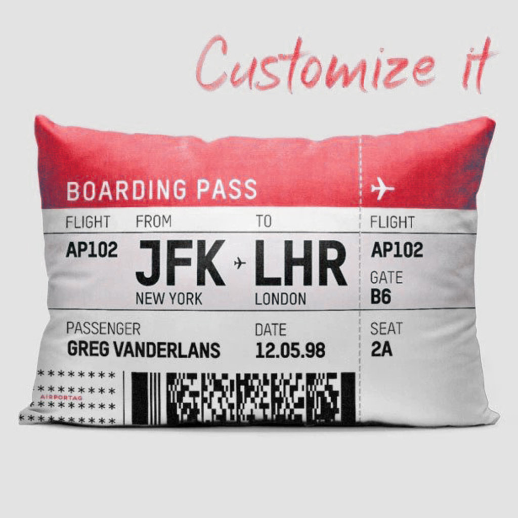 Custom  Boarding Pass Pillow Cover