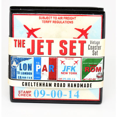 WHCR- Vintage Airport Coaster Set - The Jet Set