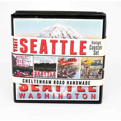 WHCR- Visit Seattle Vintage Coaster Set
