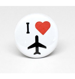 SKB1NS- Pinback Button I heart Plane