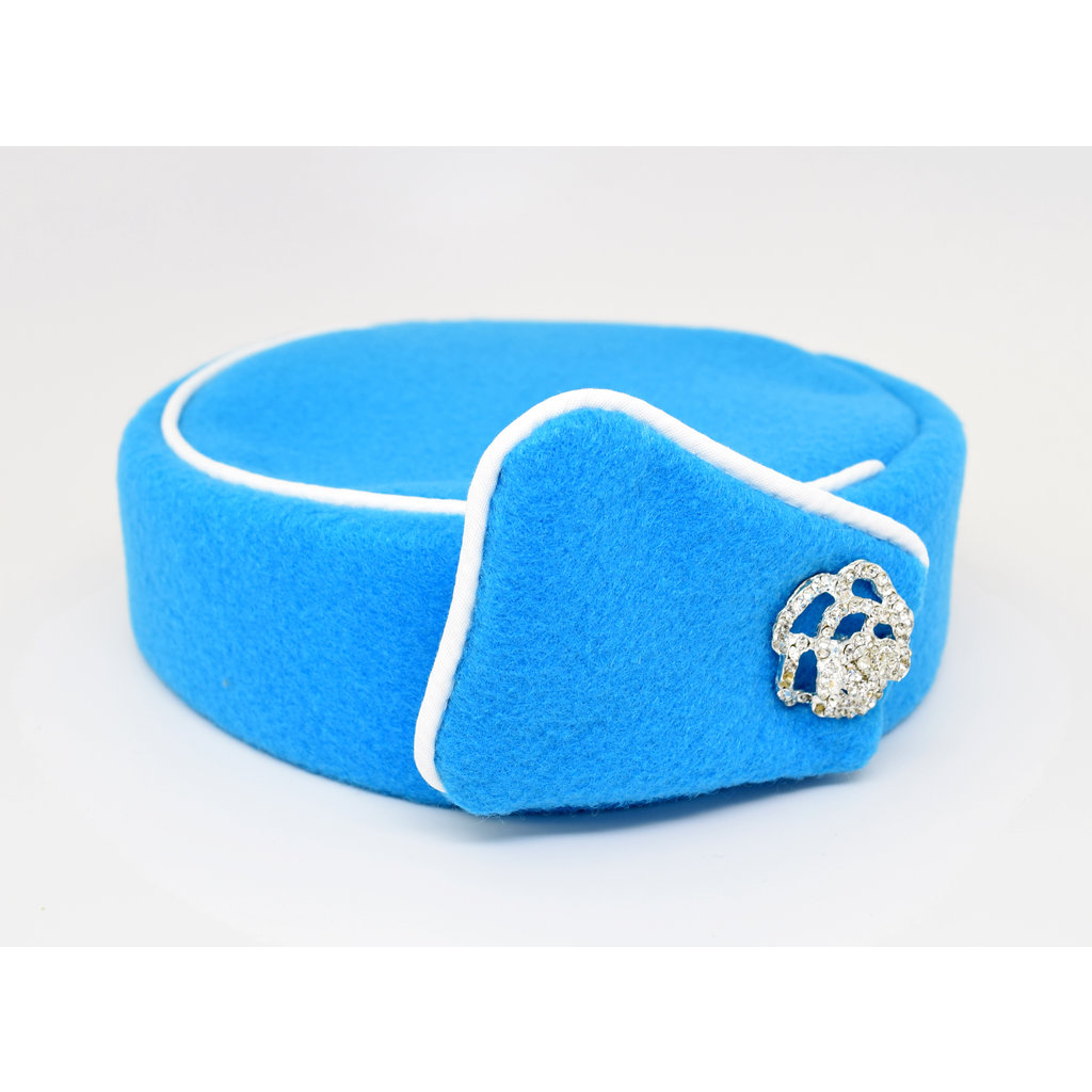 Elite Stewardess Pill Box Hat -Size M -Crystal Blue