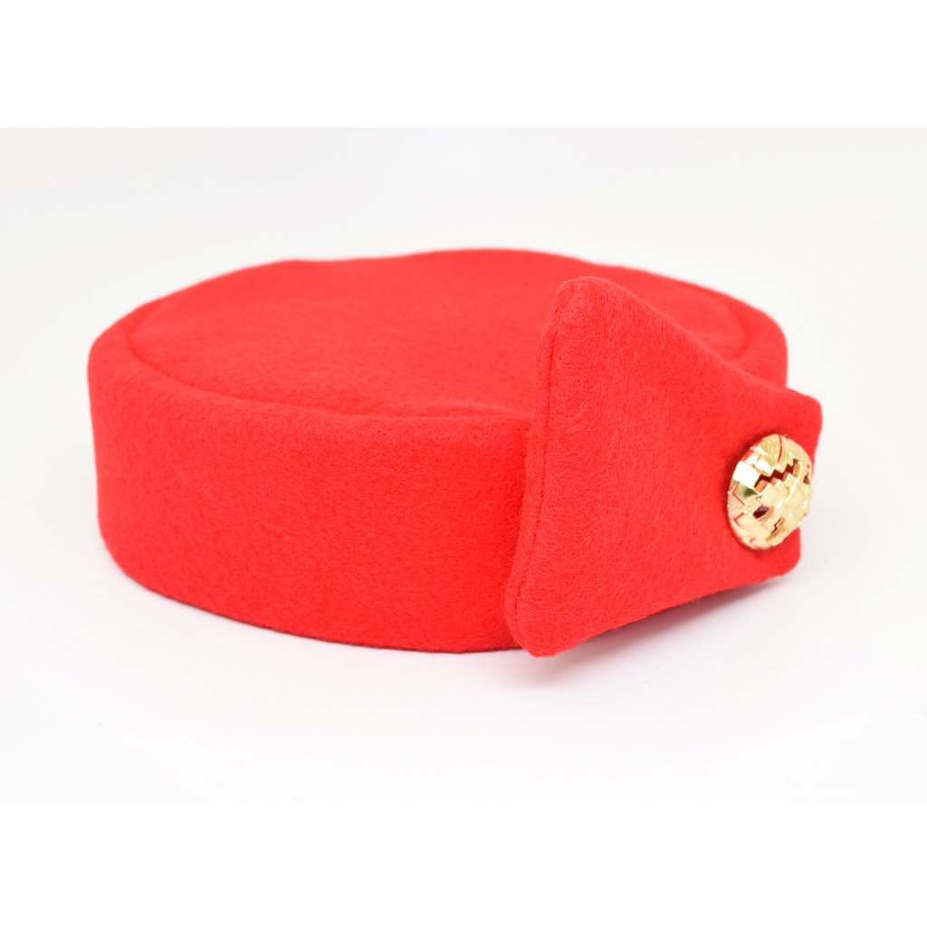 Stewardess Pill Box Hat -Size M -Red