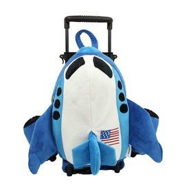 Blue Airplane Rolling Backpack