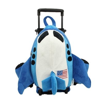 Blue Airplane Rolling Backpack