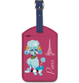 Paris Eiffel Tower & Blue Poodle Luggage Tag