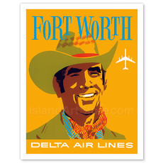 Delta Air Lines Fort Worth, Texas - Cowboy Print 9 x 12