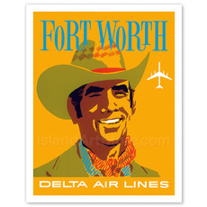 Delta Air Lines Fort Worth, Texas Cowboy Print 9x12