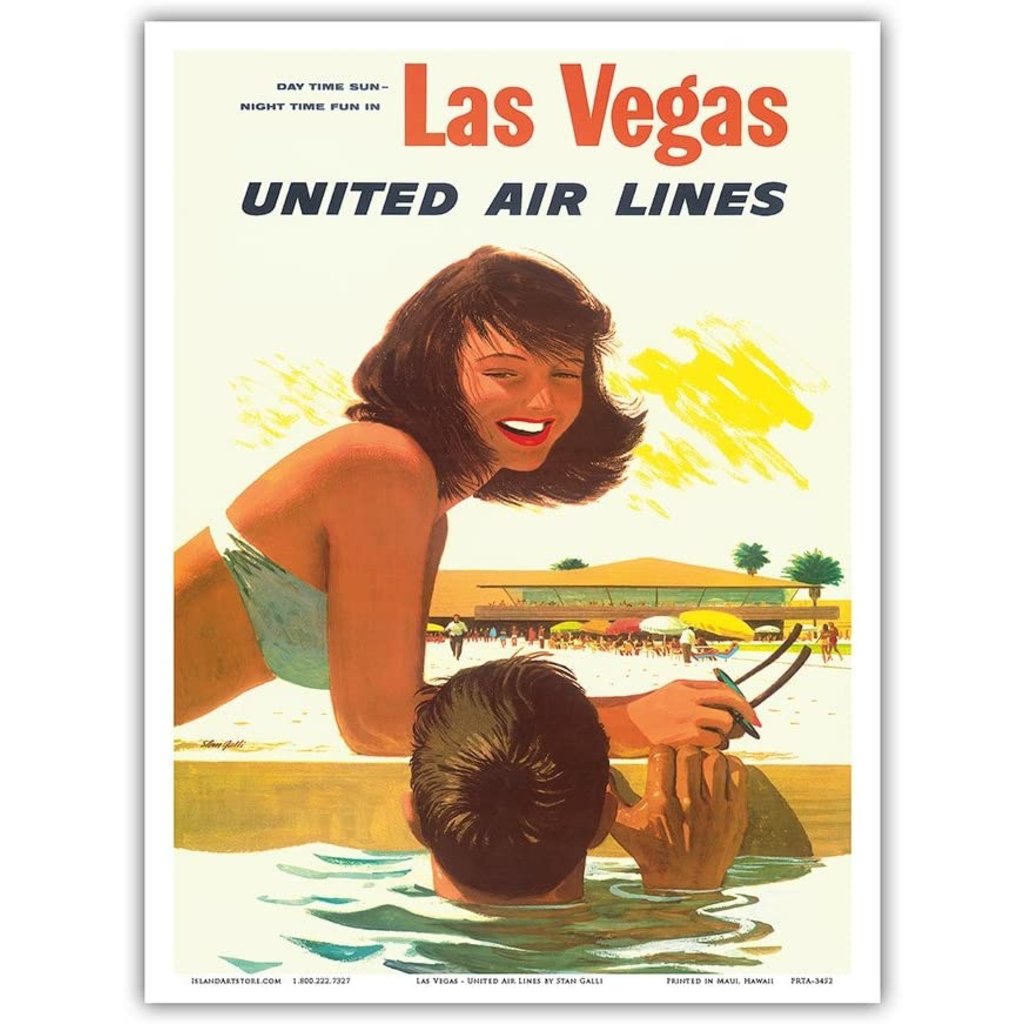 United Airlines Las Vegas Poolside Girl Print 9x12