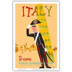 Pan Am Fly to Italy via Jet Clipper Print 9x12