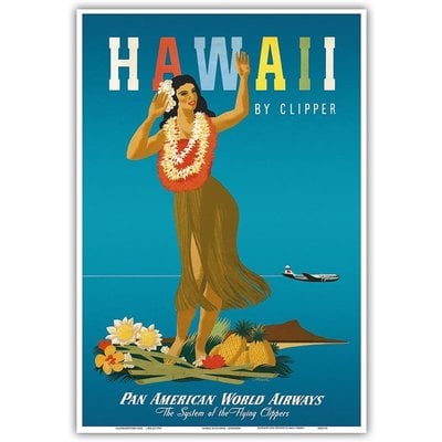 Pan Am Fly to Hawaii By Clipper Hula Girl