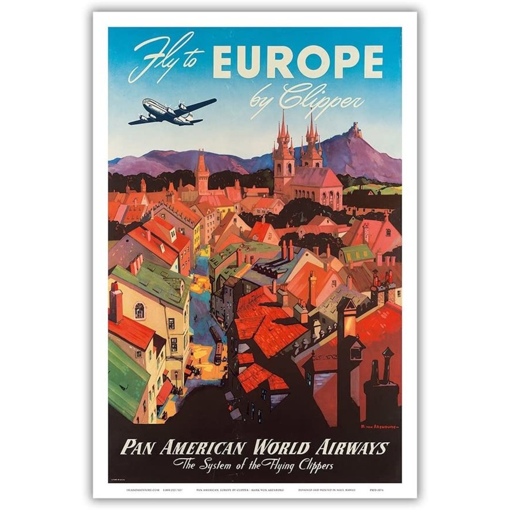 Pan American: Fly to Europe by Clipper Print 9 x 12