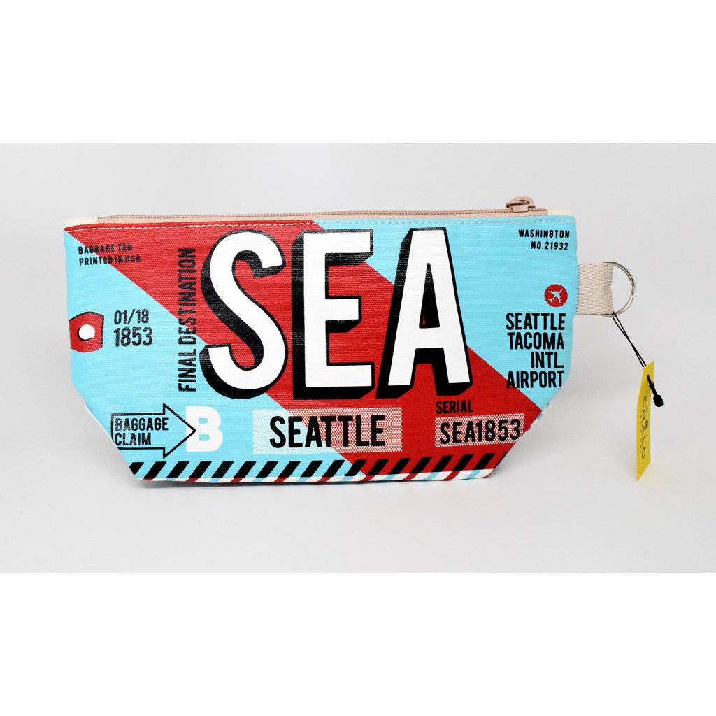 Seattle Luggage Tag Pouch -Red/Blue